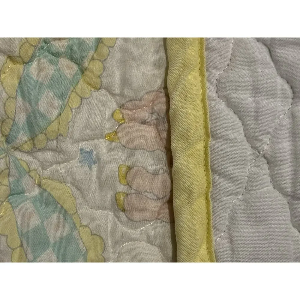 VTG Unisex 40” X 46”Baby Blanket Crib Quilted Comforter Unicorn, Rabbit, Bear